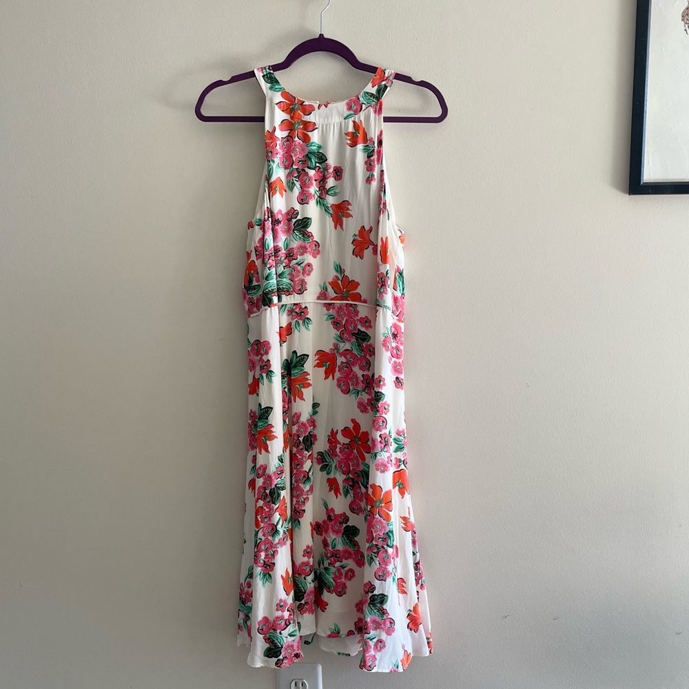 NWT Ann Taylor floral sundress halter white dress with bow on the back